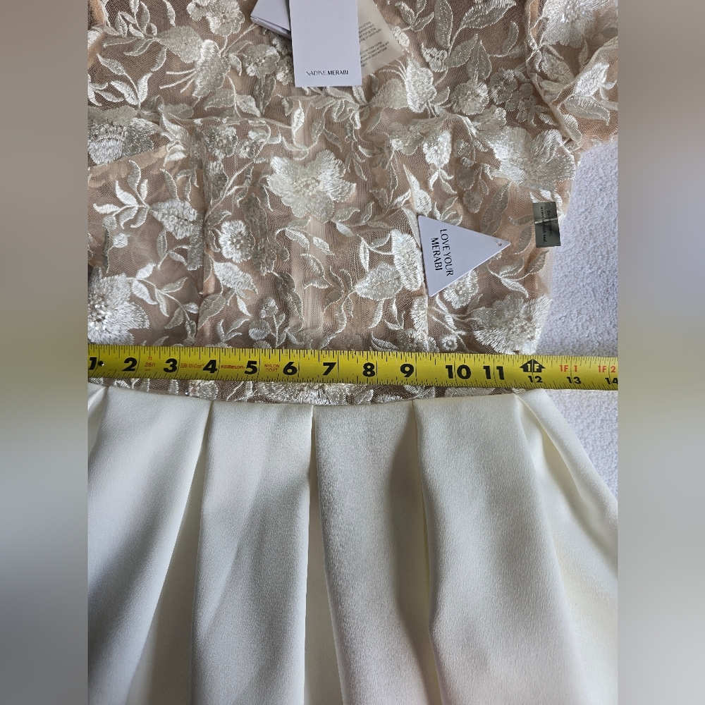 Nadine Merabi Pippa White Dress Size 2(XS) Sheer Top Lace Beaded New. - Picture 9 of 16